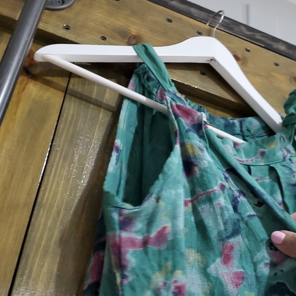 BELLAMBRA 100% LINEN DRESS FLORAL  MADE IN ITALY SIZE LARGE Sleevelesd Halter - Picture 4 of 7